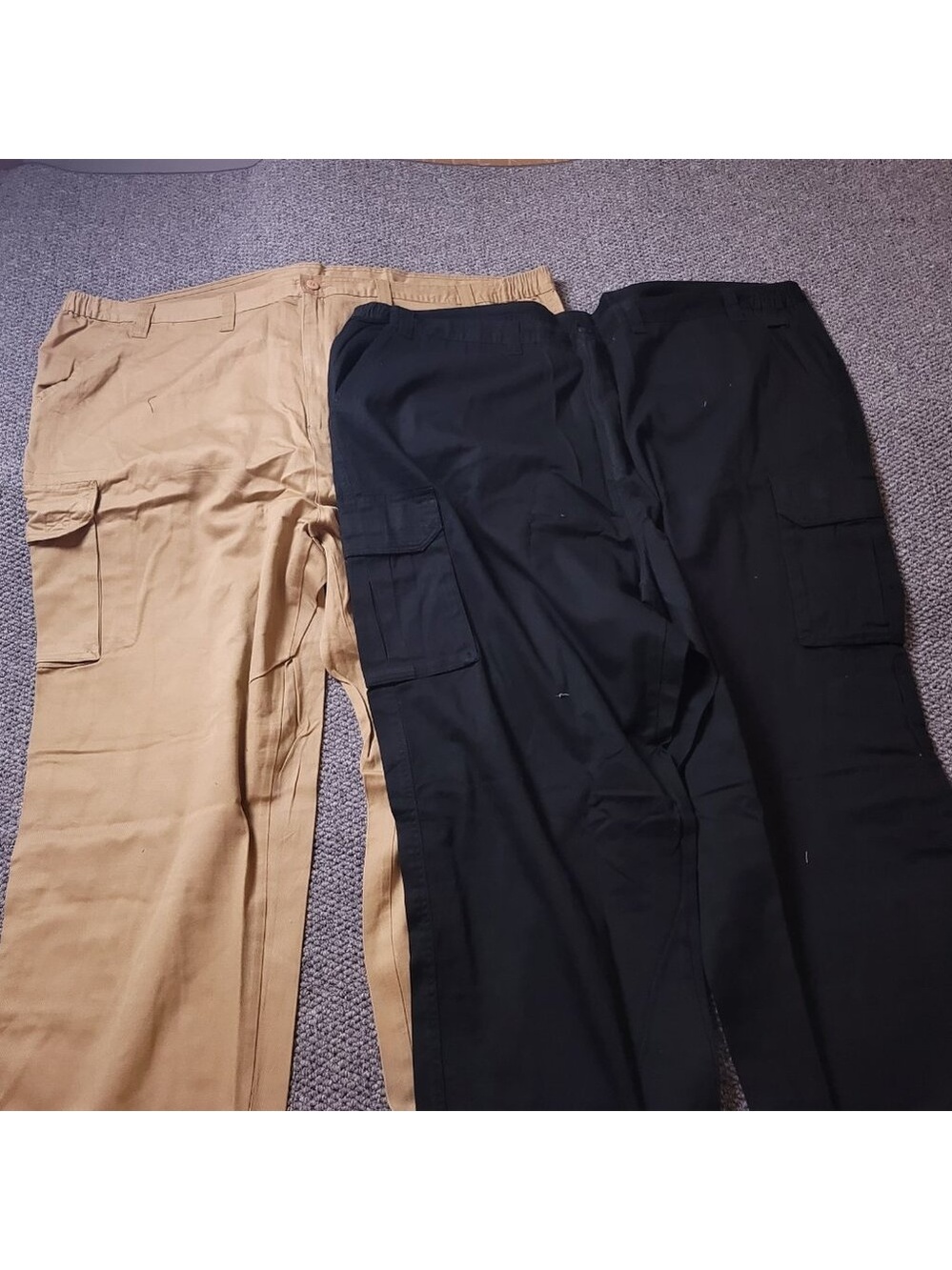 LOT OF 2 Boulder Creek Pants Mens 56x38 B Cargo Big Tall Chino Khaki Black Beige